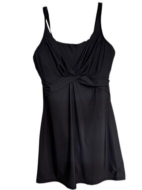 LANDS' END Swimsuit Sz 12 DD Underwire Tummy Control Slimming Swimdress READ*